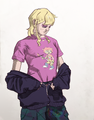 Sadie wearing an Um Jammer Lammy T-shirt, drawn by Meadow