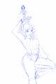 Sadie posing with Pia, drawn by Selkie